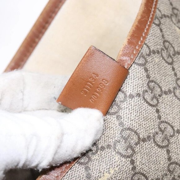 GUCCI GG Supreme Web Sherry Line Tote Bag PVC Beige Red 211134 Auth gh538 - Picture 10 of 16